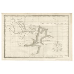 Antique Map of Tonkin and Hainan Island – 18th Century French Engraving