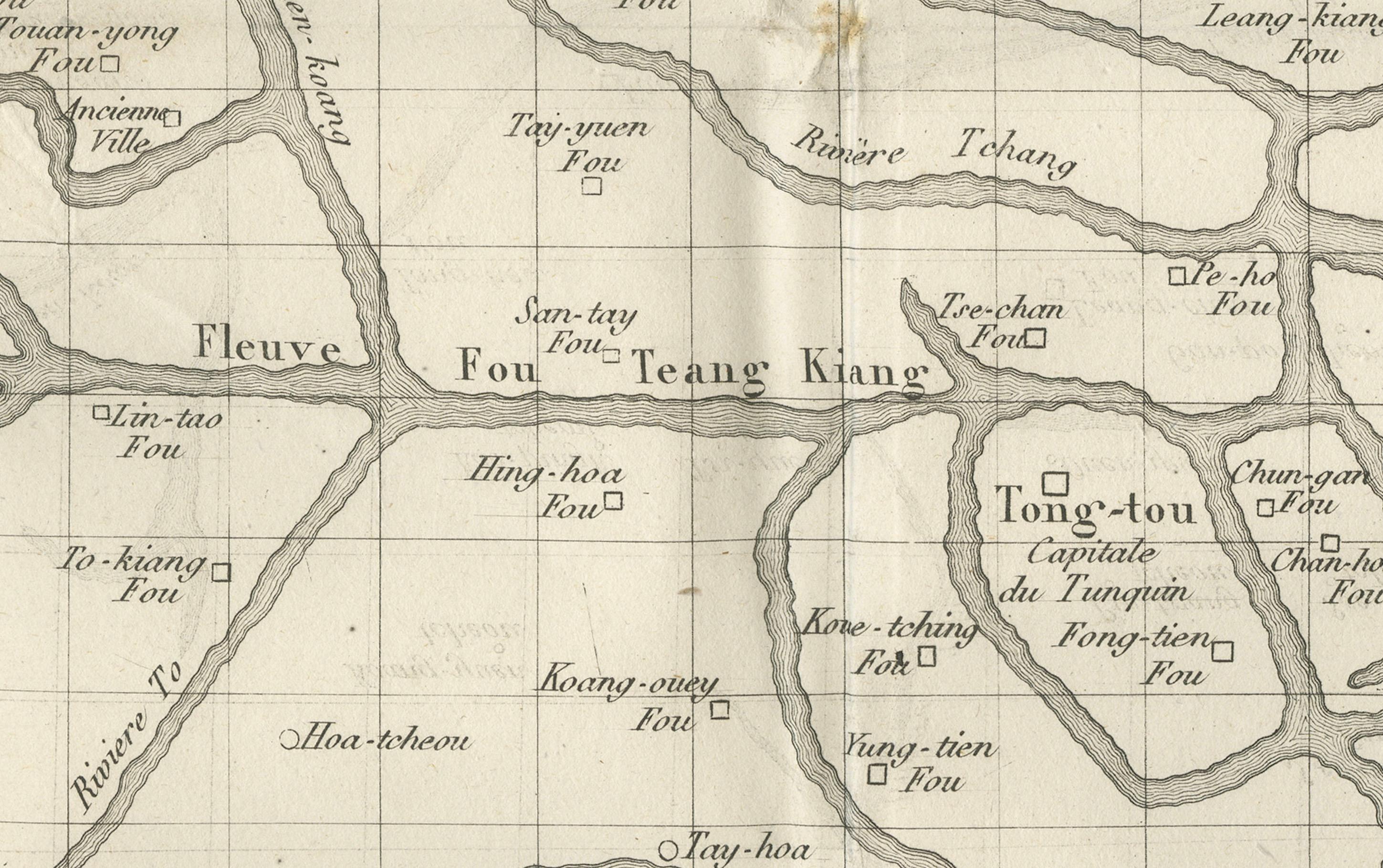 Antike Karte von Tonkin, Nordvietnam - Delta des Roten Flusses, Kupferstich um 1780 (Französisch) im Angebot