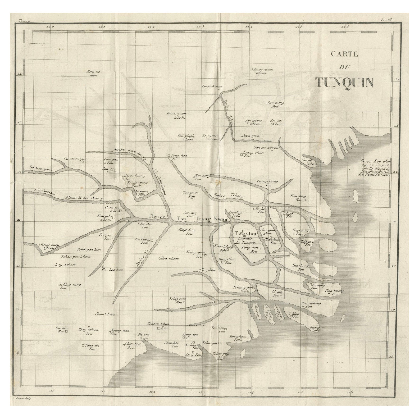 Antique Map of Tonkin, Northern Vietnam – Red River Delta, Engraved circa 1780