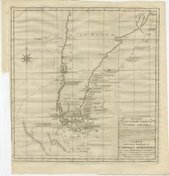 Antique Map of Tracks of Anson's Ships around South America & Cape Horn, 1749