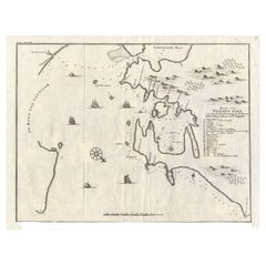 Antique Map of Trincomalee and Tambalagam Bay, 1758