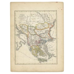 Antique Map of Turkey and Greece, 1852
