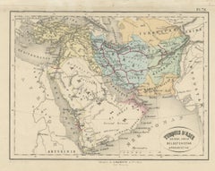 Antique Map of Turkey in Asia, Arabia, Persia and Afghanistan by Hachette