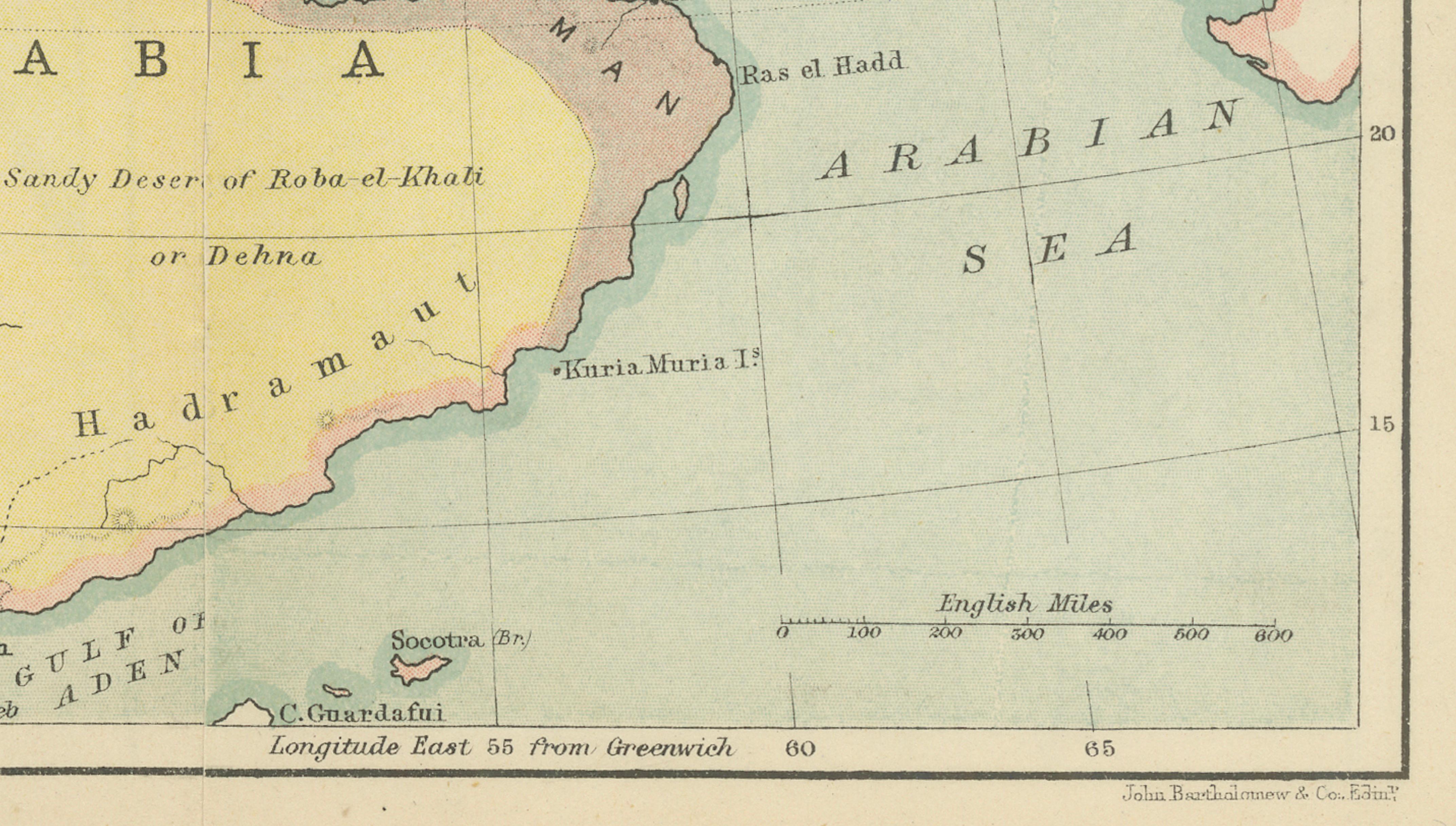 Antique Map of Turkey in Asia, Arabia, Persia, ca.1890