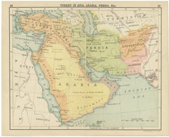 Antique Map of Turkey in Asia, Arabia, Persia, ca.1890