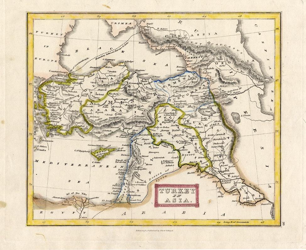 Antike Karte der Türkei in Asien, „ Asien Minor“, 1841 im Zustand „Gut“ im Angebot in Langweer, NL