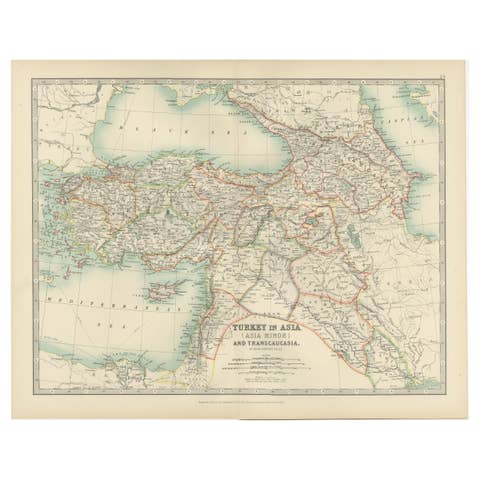Antique Map of Turkey in Asia (Asia Minor and Transcaucasia), 1903