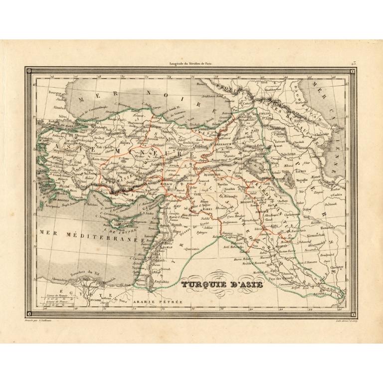Antique Map of Turkey in Asia 'Asia Minor' by Vuillemin, 1846 For Sale