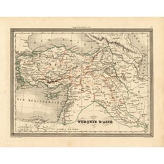 Carte ancienne de la Turquie en Asie « Asia Minor » ( Minorité asiatique) de Vuillemin, 1846