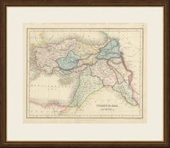 Antique Map of Turkey in Asia by Dower, Anatolia, Syria and Iraq, circa 1845
