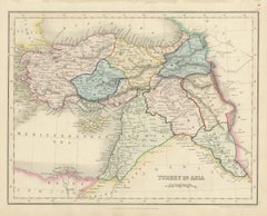 Antique Map of Turkey in Asia by Dower, Anatolia, Syria and Iraq, circa 1845