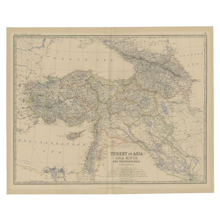 Antique Map of Turkey in Asia by Johnston, 1882