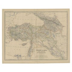 Antique Map of Turkey in Asia by Johnston, 1882