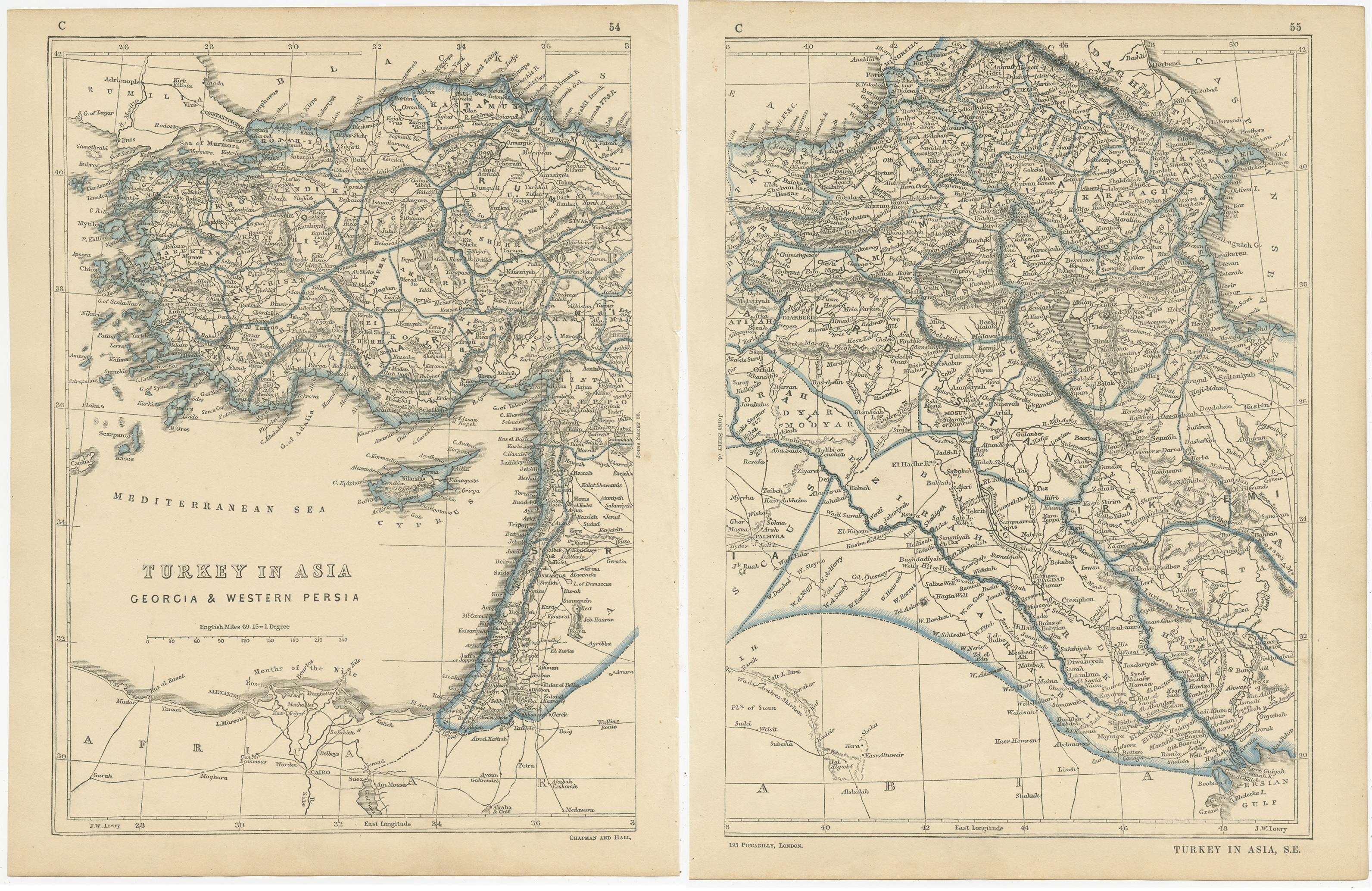 Mapa antiguo de Turquía en Asia por Lowry '1852 en Bueno estado para la venta en Langweer, NL