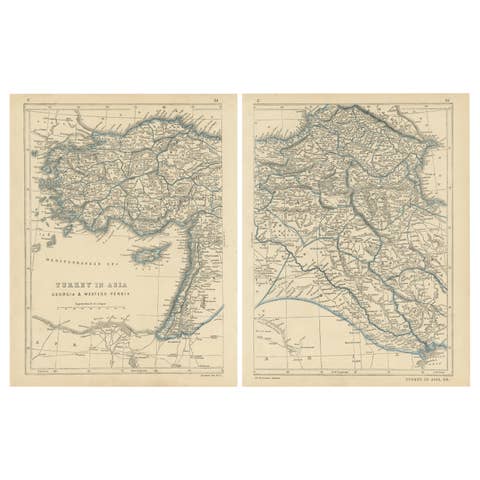 Antique Map of Turkey in Asia by J.W. Lowry, Paper Print, 1852