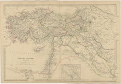 Old Map of Turkey in Asia with Mosul Environs and Assyrian Ruins Inset , 1859