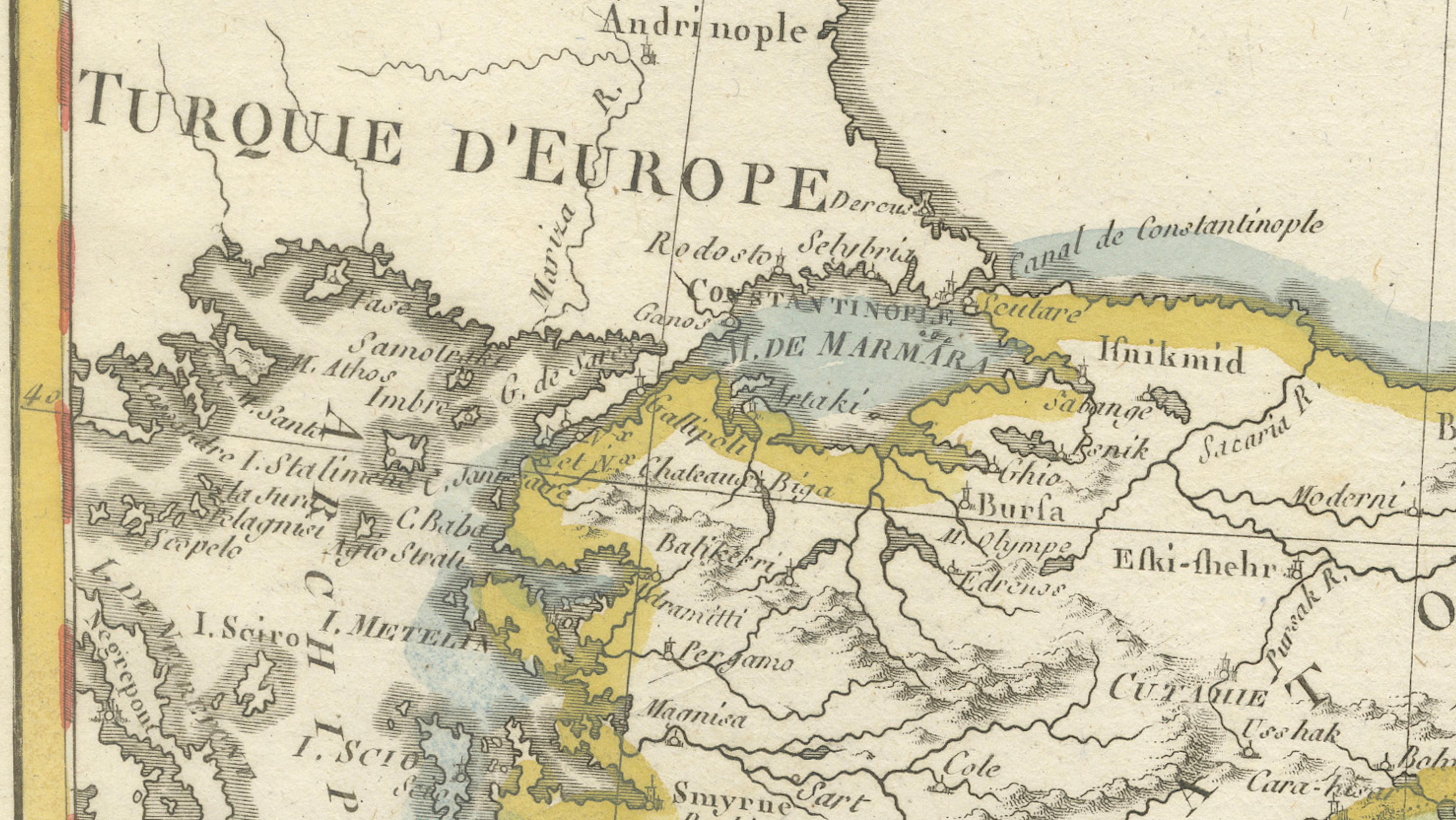 Antique Map of Turkey in Asia, Middle East and Persia, Bonne, c.1780