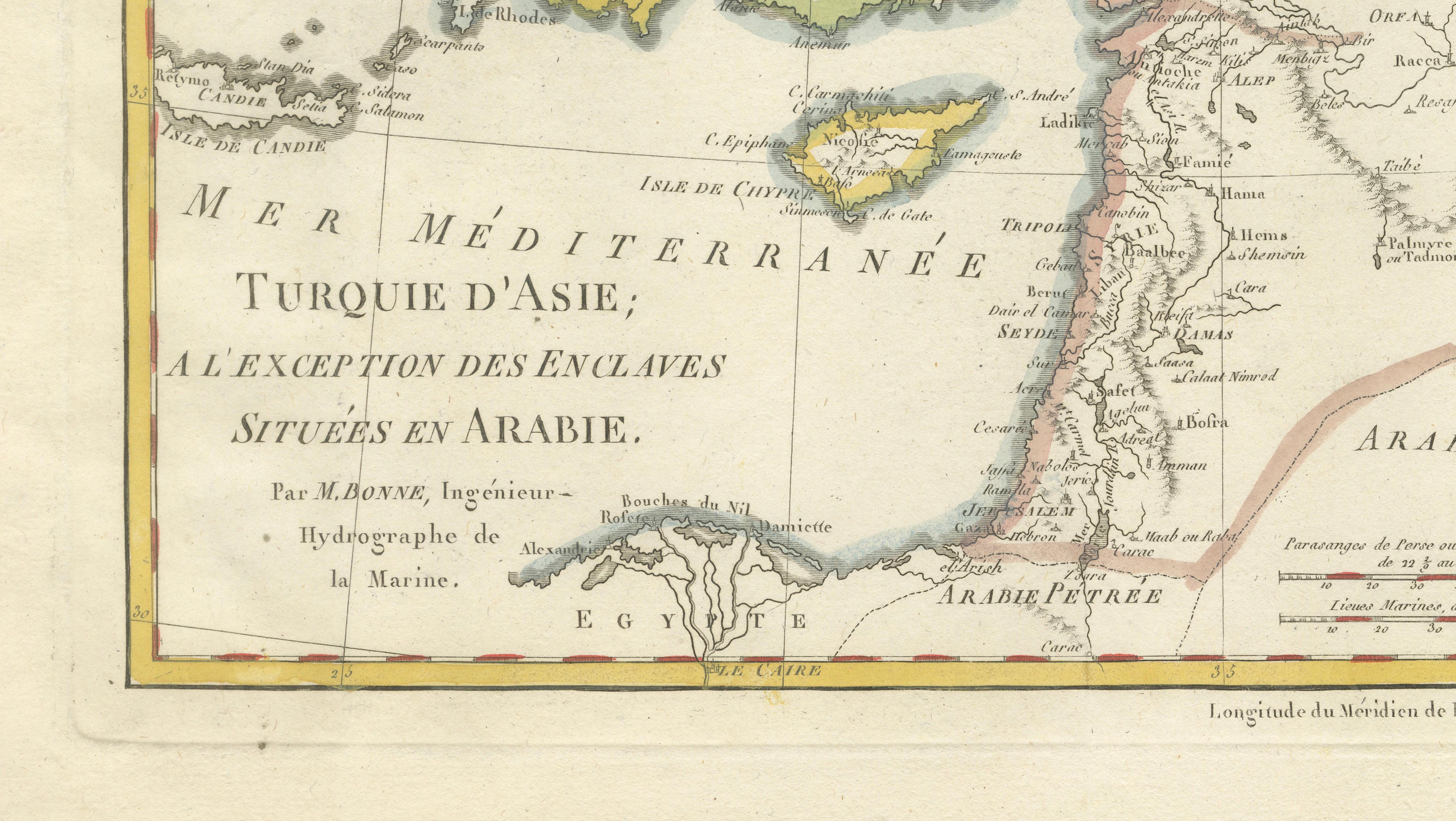 Antique Map of Turkey in Asia, Middle East and Persia, Bonne, c.1780
