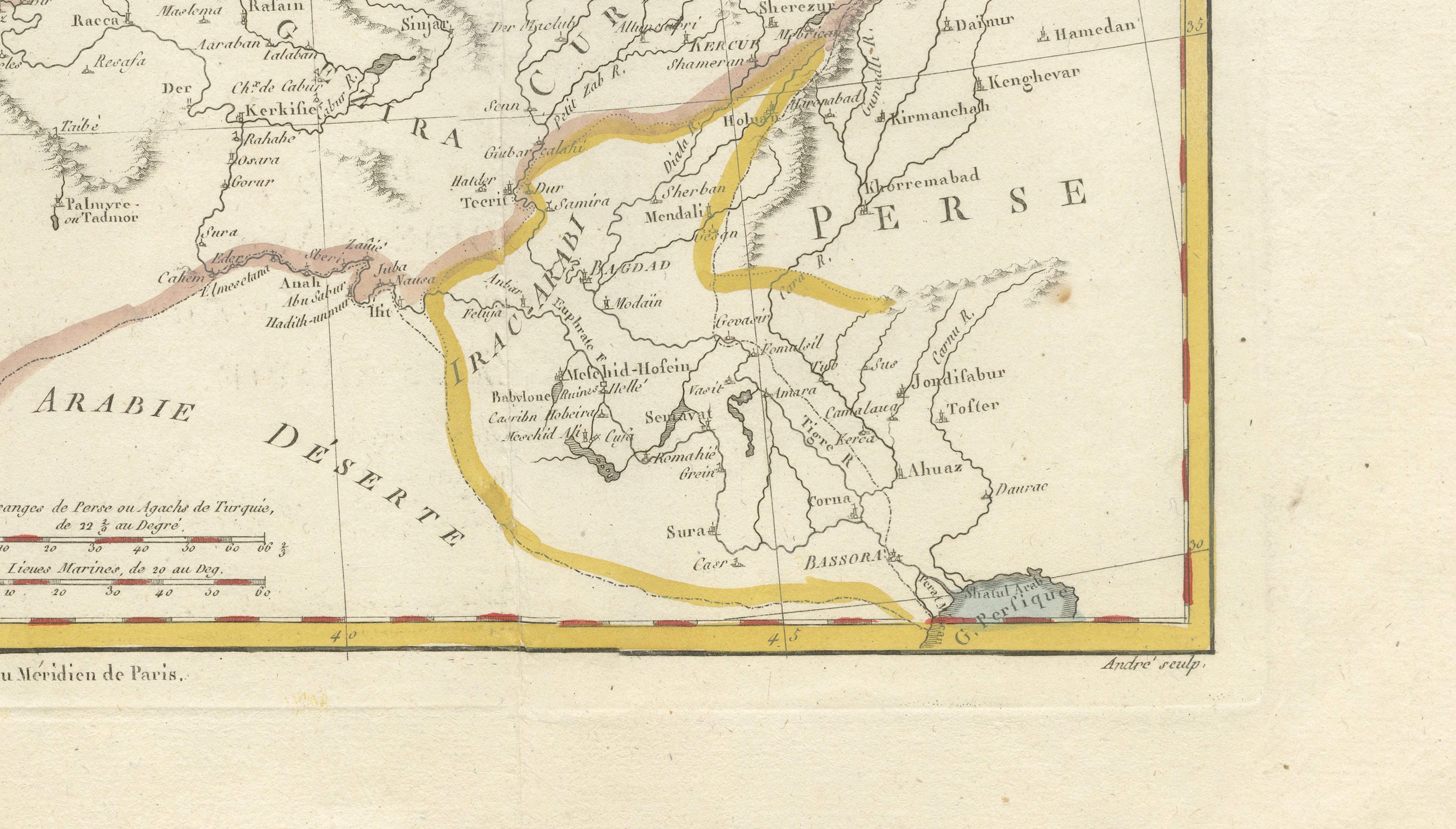 Antique Map of Turkey in Asia, Middle East and Persia, Bonne, c.1780