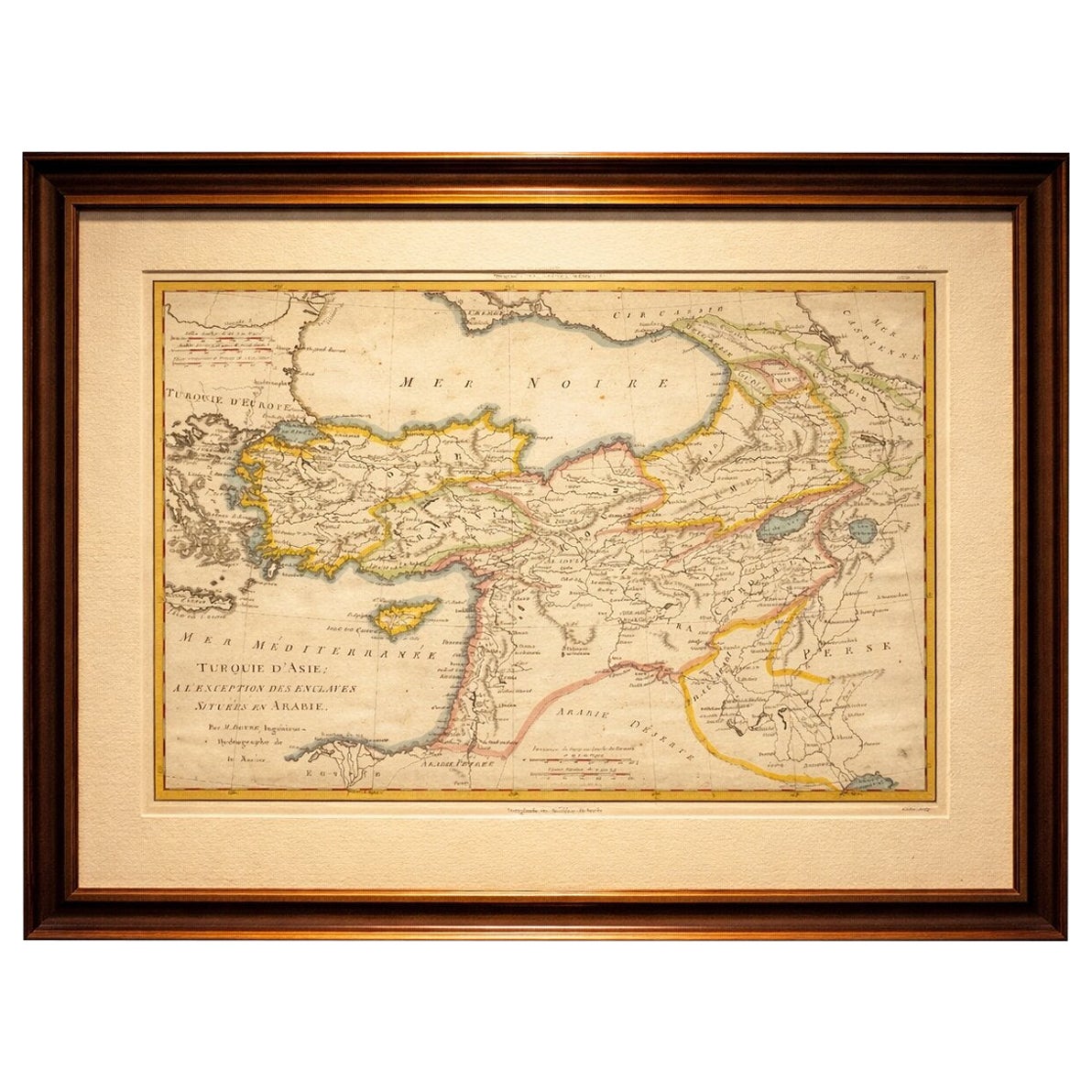 Antique Map of Turkey in Asia, Middle East and Persia, Bonne, c.1780