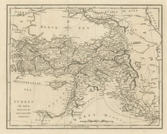 Antique Map of Turkey in Asia, Ottoman Anatolia, Syria and Iraq, circa 1795