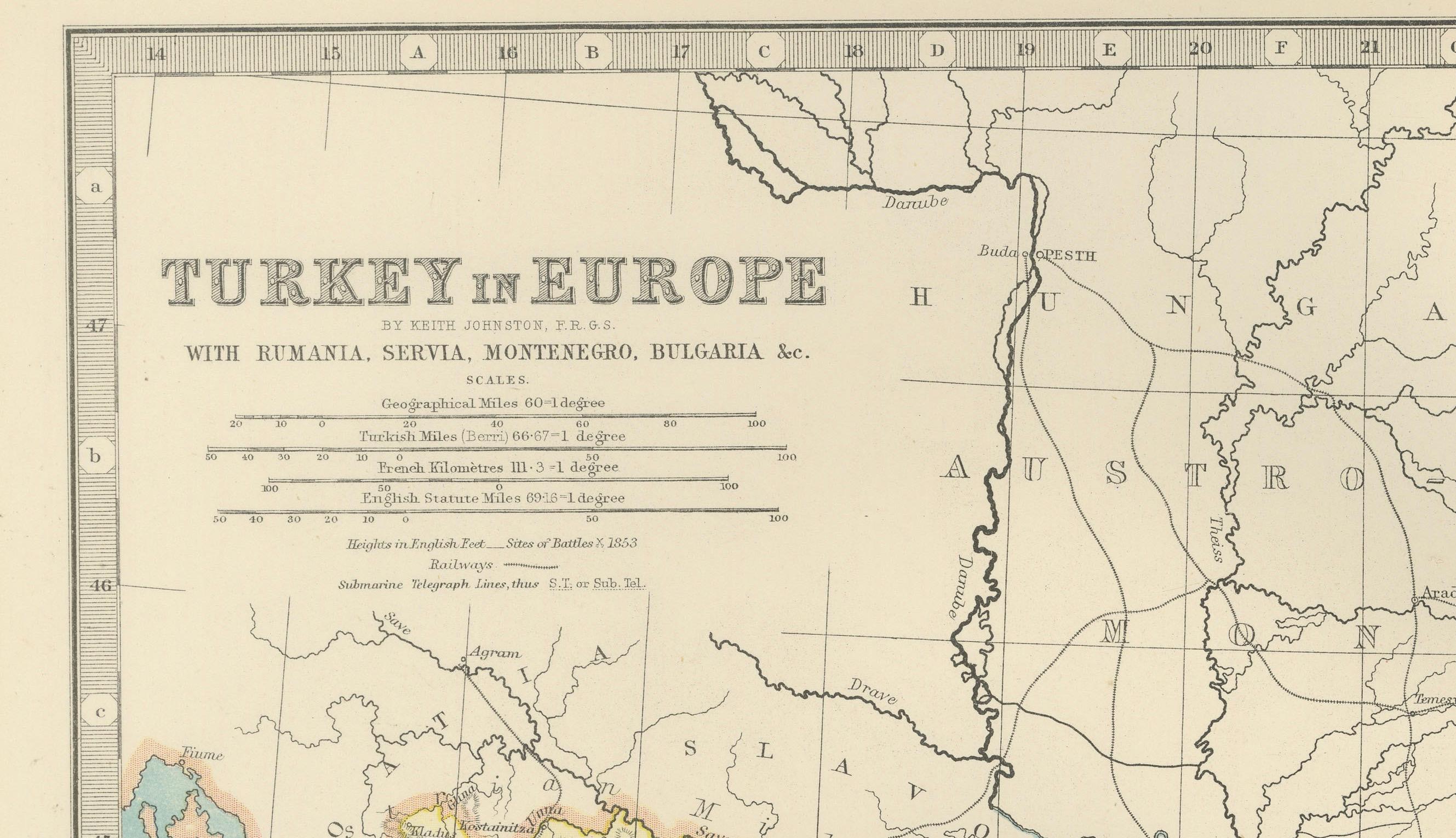 Carte ancienne de la Turquie en Europe, 1903, délicatement colorée au pastel en vente 2