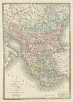 Antique Map of Turkey in Europe by Levasseur, '1875'
