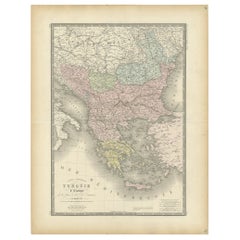 Antique Map of Turkey in Europe by Levasseur, 
1875
