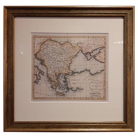 Antique Map of Turkey in Europe by J. Russell, Framed, Circa 1795
