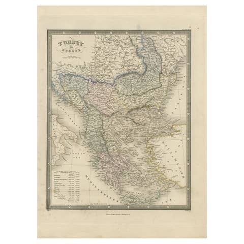 Antique Map of Turkey in Europe by Wyld, '1845'