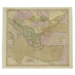 Antike Karte der Türkei in Europa, um 1780
