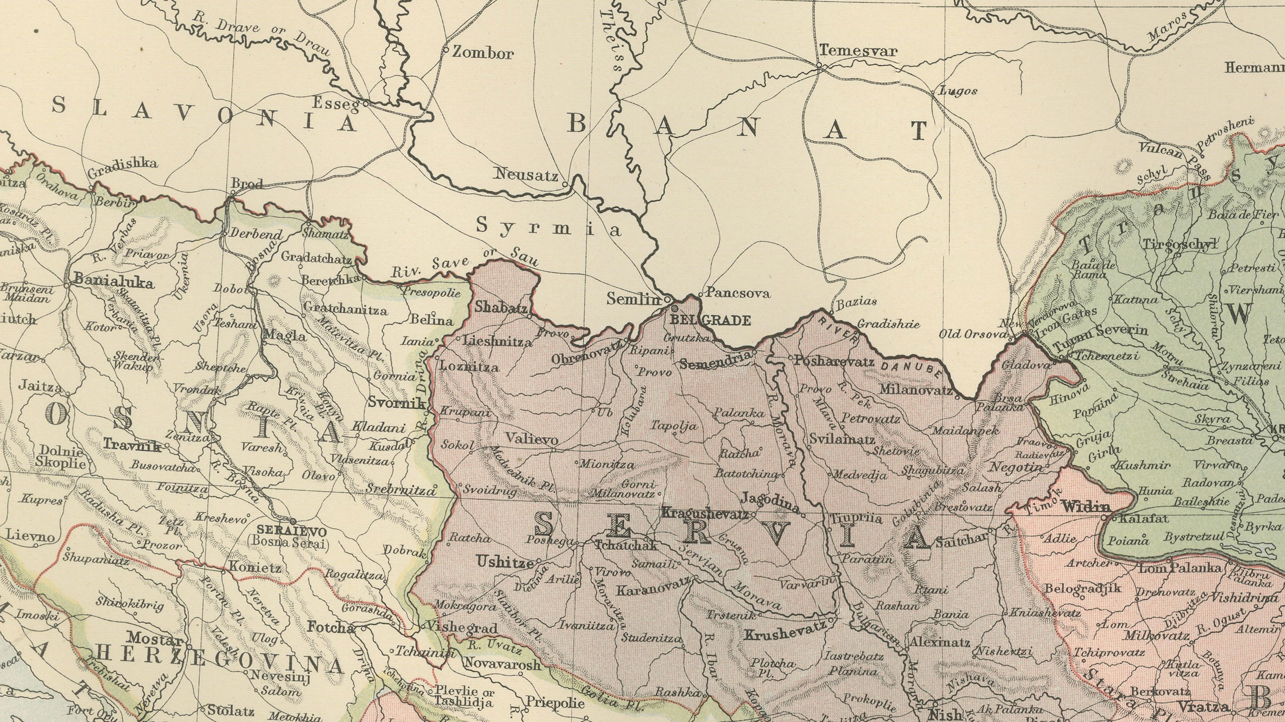 Antique Map of Turkey in Europe, Greece and the Balkans – Black’s Atlas, 1884