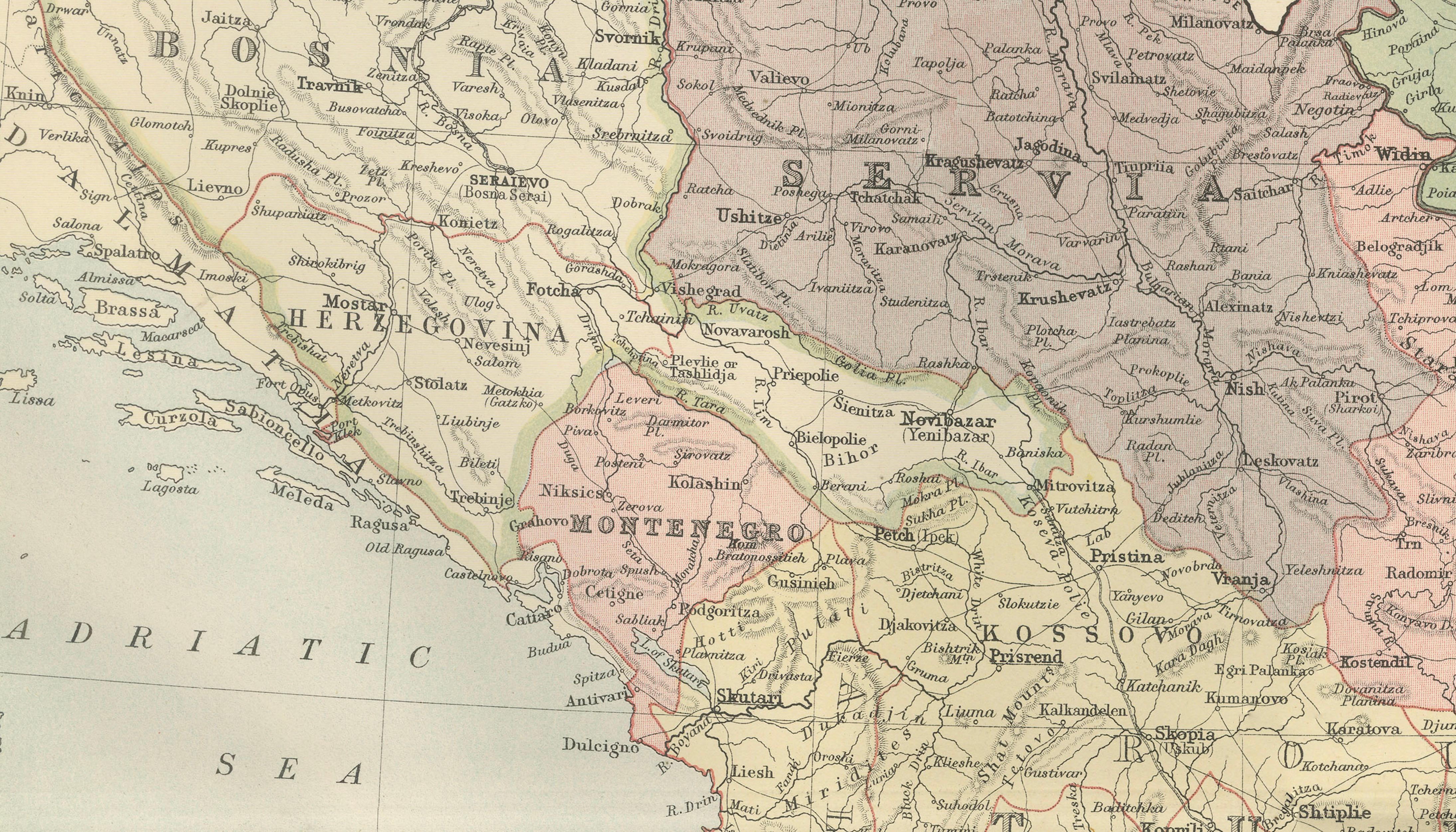 Antique Map of Turkey in Europe, Greece and the Balkans – Black’s Atlas, 1884