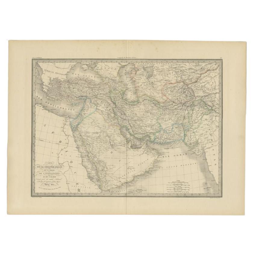 Antique Map of Turkey, Persia and Afghanistan, 1842 For Sale