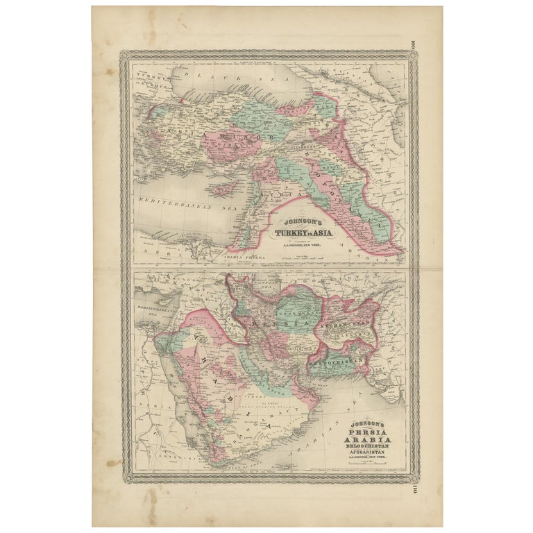 Antique Map of Turkey, Persia, Arabia, Balochistan and Afghanistan ...