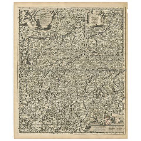 Antique Map of Upper Bavaria, Germany, circa 1690