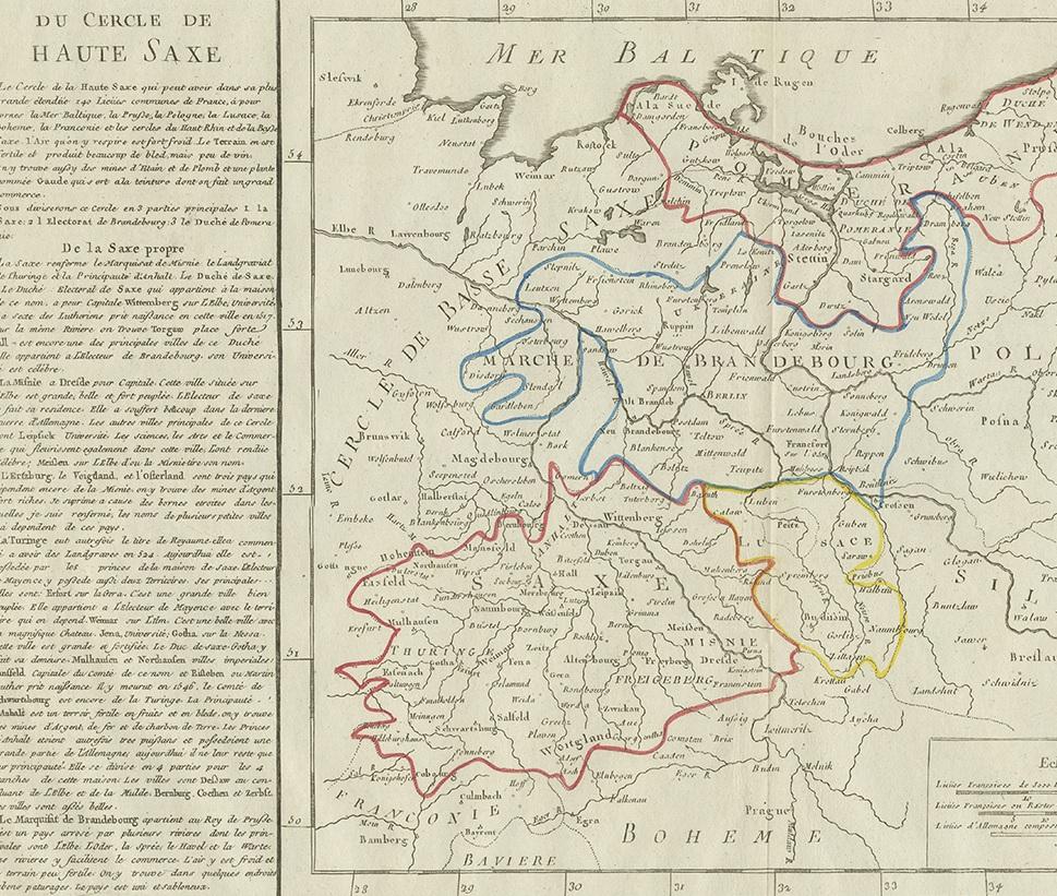 Carte ancienne de l'Upper Saxony en Allemagne par Clouet, 1787 Bon état - En vente à Langweer, NL