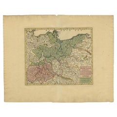 Carte ancienne de l'Upper Saxony en Allemagne par Tirion, vers 1740
