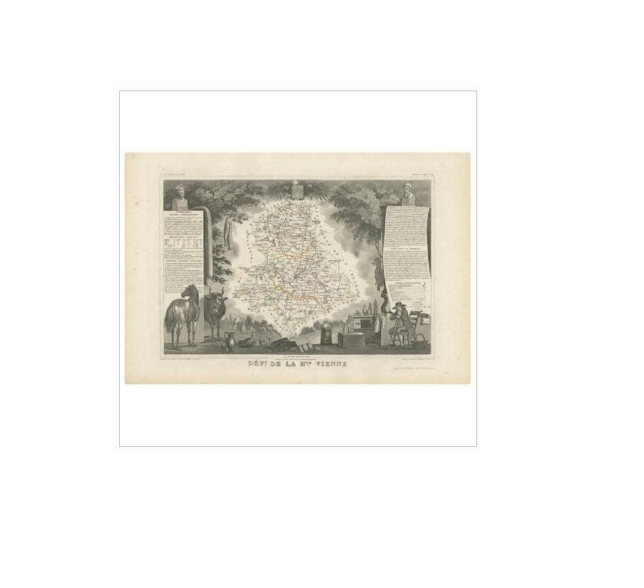 Antique Map of Upper Vienne ‘France’ by V. Levasseur, 1854