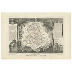 Antike Karte der Ober Wiener Stadt „Frankreich“ von V. Levasseur, 1854