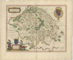 Antique Map of Valois, Picardy France – Blaeu Hand Colored c.1642