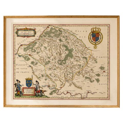 Antique Map of Valois, Picardy France – Blaeu Hand Colored c.1642