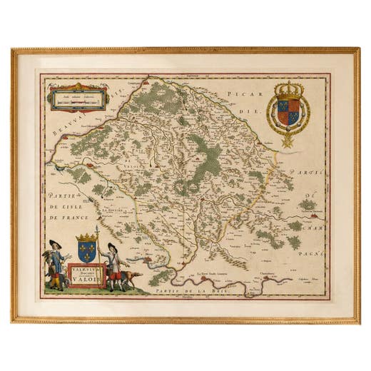 Antique Map of Valois, Picardy France – Blaeu Hand Colored c.1642