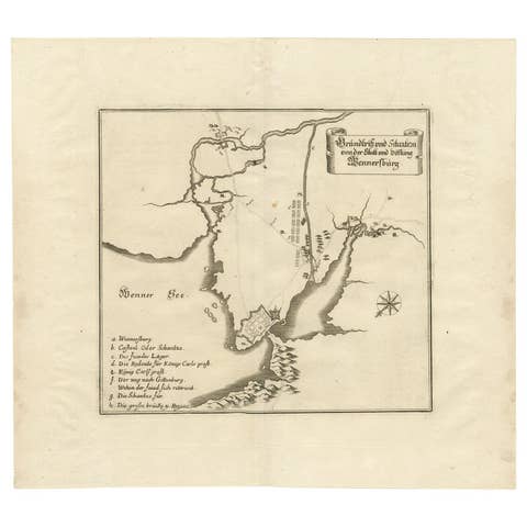 Plan of Vänersborg, Sweden – Antique Map by Merian, c.1680 Theatrum Europaeum