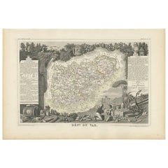 Antique Map of Var 'France' by V. Levasseur, 1854