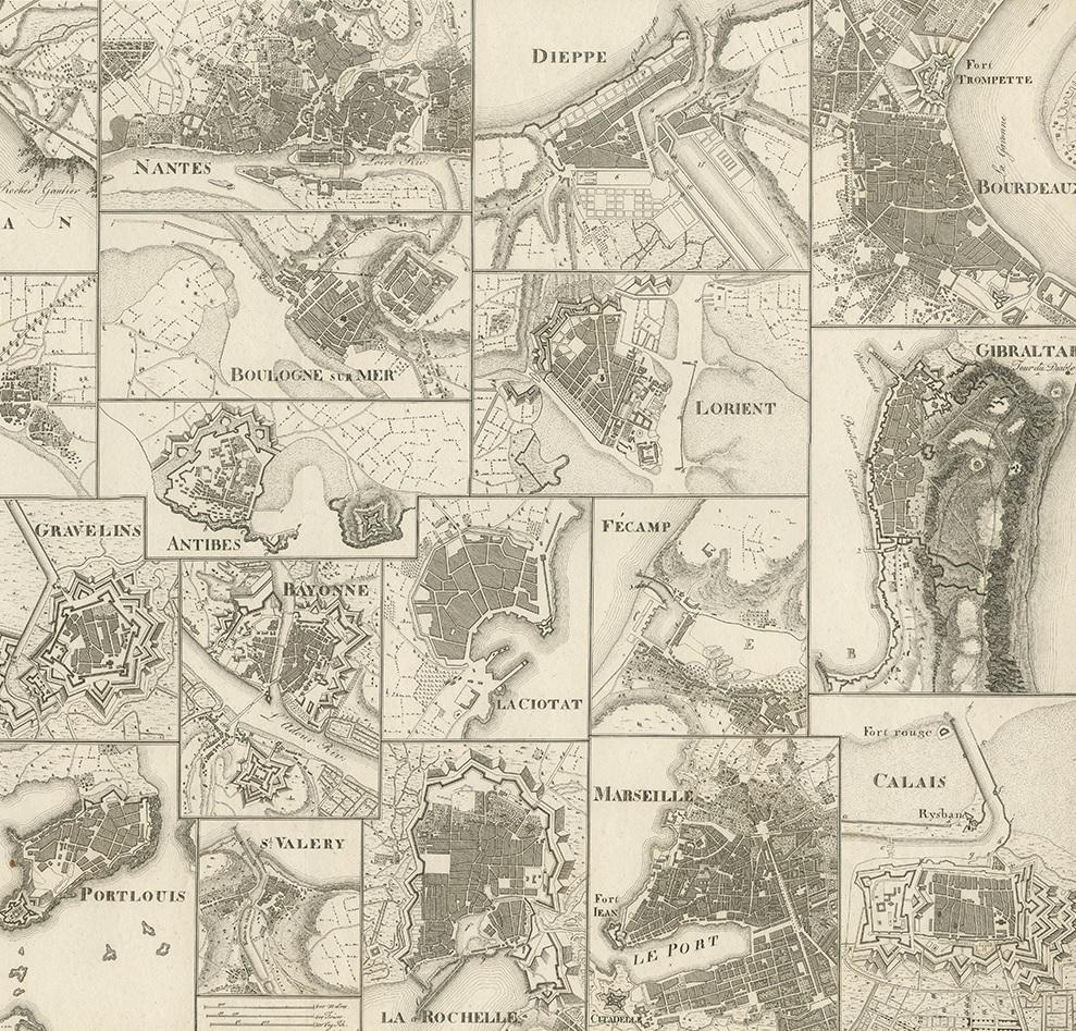 19th Century Antique Map of Various Ports in France by Röder 'circa 1800' For Sale