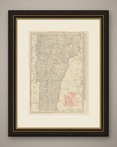 Antique Map of Vermont, The Green Mountain State, Rand McNally, 1899