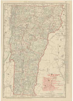 Antique Map of Vermont, The Green Mountain State, Rand McNally, 1899