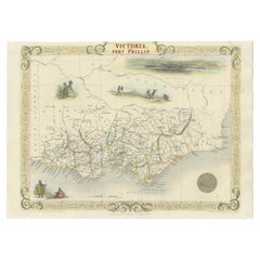 Antique Map of Victoria, or Port Phillip in Australia, ca. 1850
