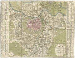 Antique Map of Vienna, Plan von Wien, Hand Colored Artaria City Plan, 1839